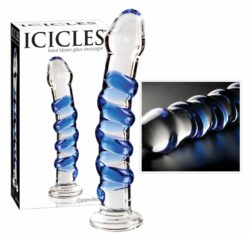 Icicles No. 5 Glasdildo transparent-blau 18,4 x 3 cm