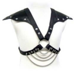 Leder Harness mit Schulterflügeln und Metallketten