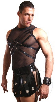 Bondage shirt with latex straps