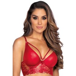 Enchanting bustier made of leather-like material red