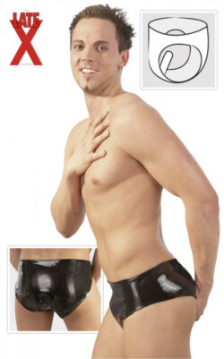 Herren Latex Slip mit integrierten, fest eingearbeiten Anal-Dildo