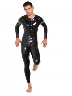 Latex Catsuit for Men with Crotch Zip