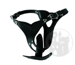 Leather slip with removable inner dildo