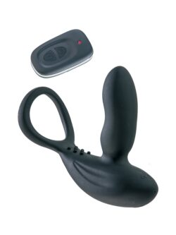 Malesation Love-Rider: Prostatavibrator mit Penis-/Hodenring, schwarz