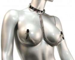 Chrom Halsband mit Nippel Klemmen