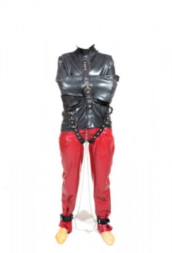 Latex straitjacket with straps