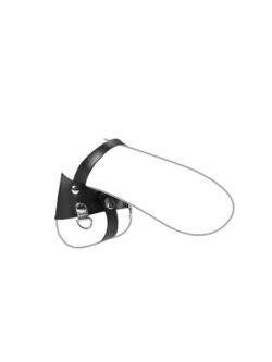 Leder-Hodenstretcher mit Penisriemen und Hodenteiler, schwarz