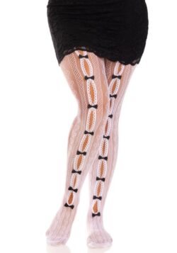 Striped fishnet tights with hearts