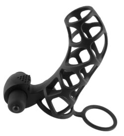 Penismanschette "Extreme Silicone Power Cage", mit Vibration, 12 cm